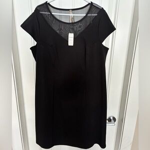 Chic Black Dress with Mesh Detail Brand New with Tag